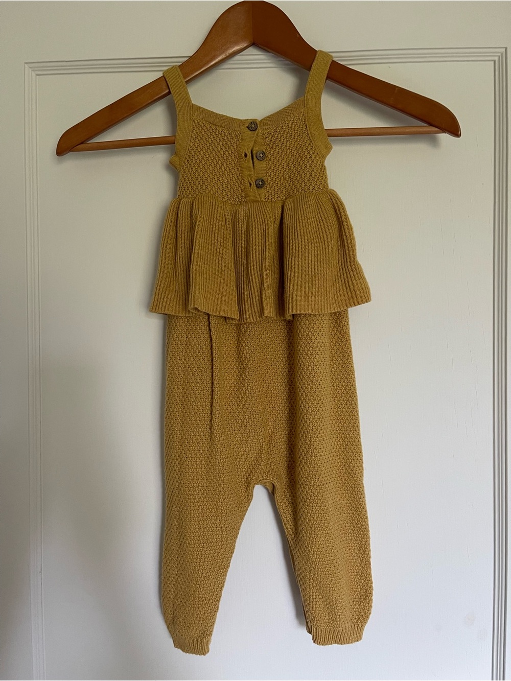 kate quinn Mustard Knit Peplum One-Piece Romper